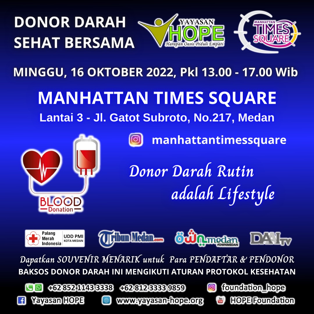 Donor Darah Sehat Bersama Yayasan Hope